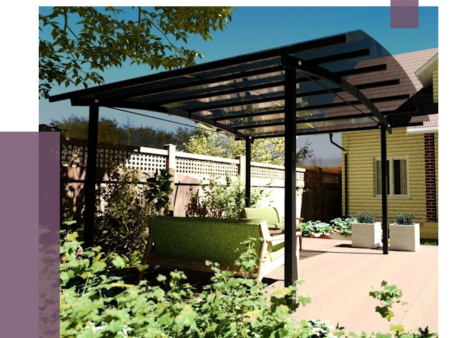 Навесы для террасы в Вязниках от 13621 руб. под ключ | ПРОЛЁТ-Взн