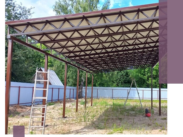 Односкатные навесы под ключ в Вязниках — изготовление и монтаж