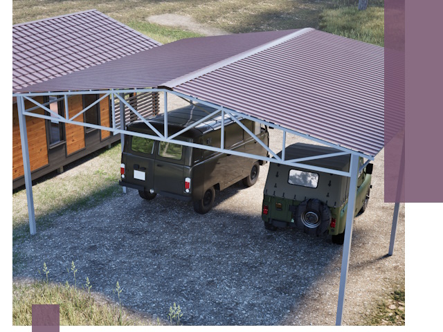 Двускатные навесы под ключ в Вязниках — изготовление и монтаж